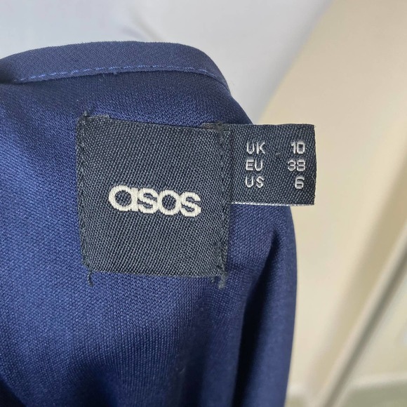 ASOS Dress Blue Fit and Flare with Flutter Sleeves Size 6 - Picture 8 of 11